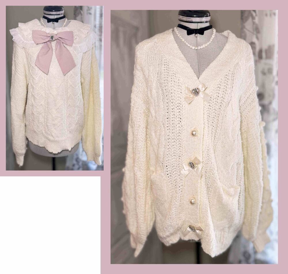 Liz Lisa Bijou Knit Ribbon Cardigan Sweater Jfashion Gyaru Himekaji Japan Lot